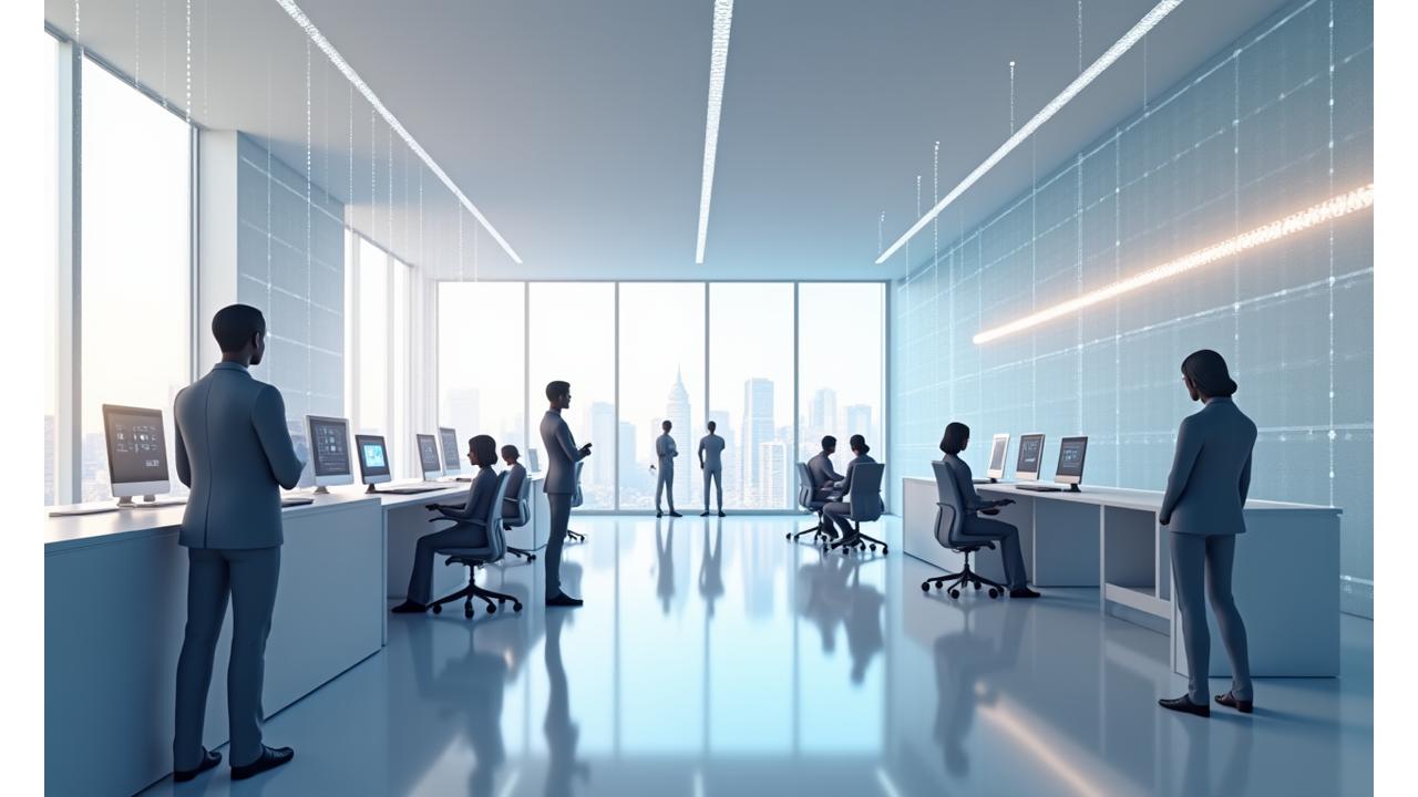 Futuristic abstract visual representing artificial intelligence processing data for talent acquisition